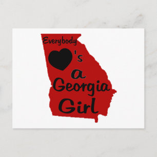 Cartão Postal Todo mundo ama uma Georgia Girl Red and Black
