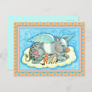 CARTÃO POSTAL TODOS OS BONS PIGLETS VÃO PARA CÉU, BONITOS DE SUÍ