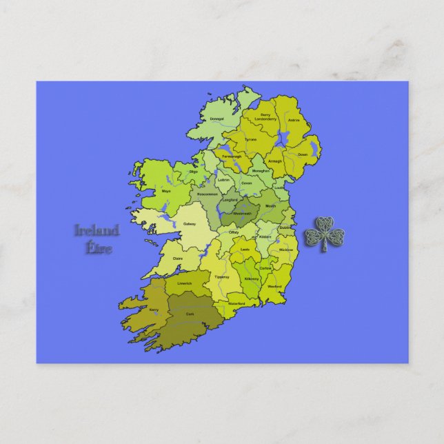 Cartão Postal Todos os mapas irlandeses da Irlanda (Frente)
