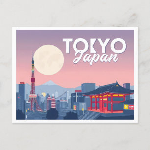 Cartão Postal Tokyo Japan Pastel Design Viagem