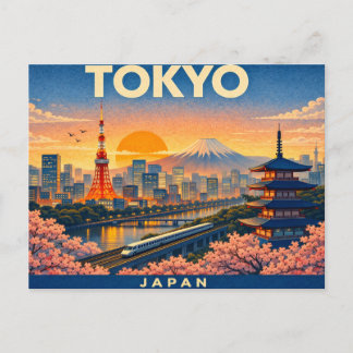Cartão Postal Tokyo Retro Travel Postcard