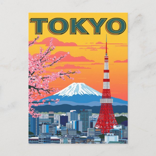 Cartão Postal Tokyo Sunset and Mount Fuji (Frente)