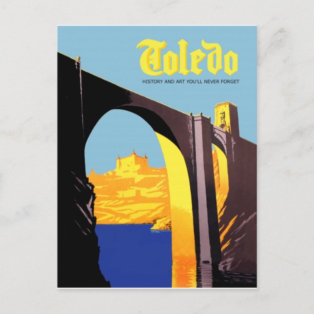 Cartão Postal Toledo, Espanha. Ponte sobre o mar Mediterrâneo (Frente)