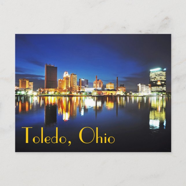 Cartão Postal Toledo, Ohio, ao anoitecer (Frente)