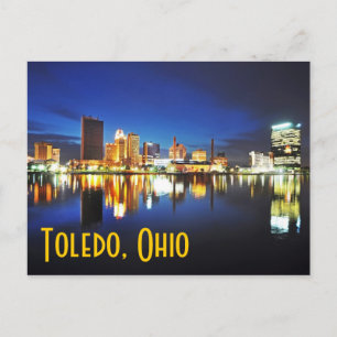 Cartão Postal Toledo, Ohio, ao anoitecer