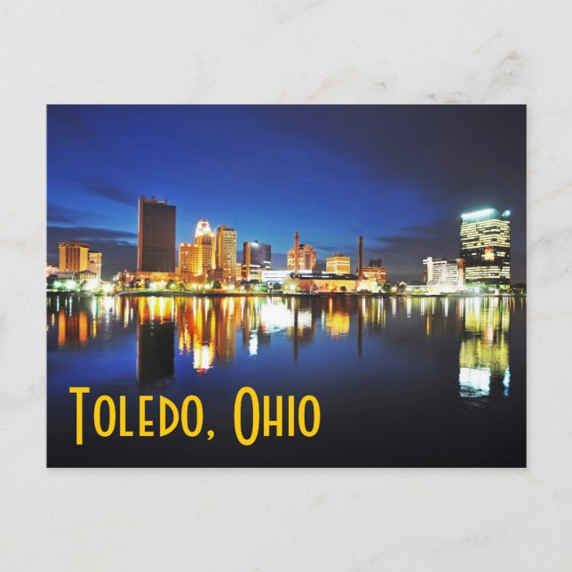 Cartão Postal Toledo, Ohio, ao anoitecer (Frente)