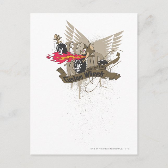 Cartão Postal Tom and Jerry Custome Wheels (Frente)