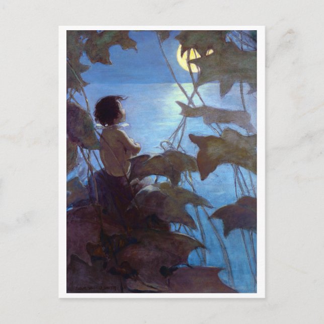 Cartão Postal Tom Assistindo a Lua, Jessie Willcox Smith (Frente)