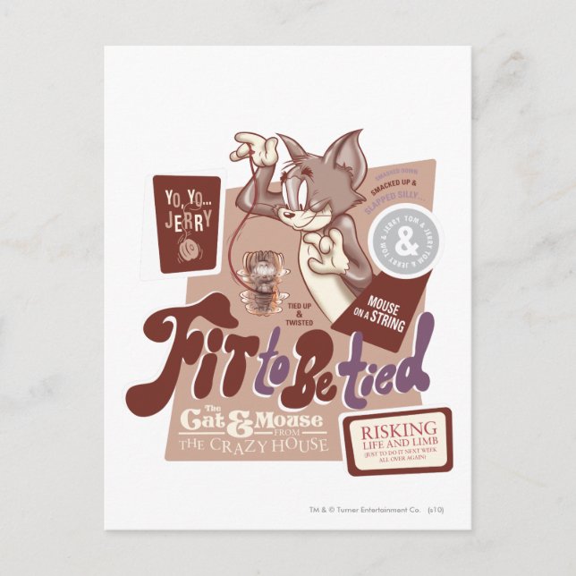 Cartão Postal Tom e Jerry Ajustados de serem amarrados (Frente)