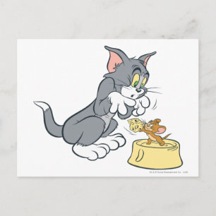 Cartão Postal Tom e Jerry alimentam o gato