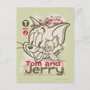 Cartão Postal Tom e rosa e verde de Jerry