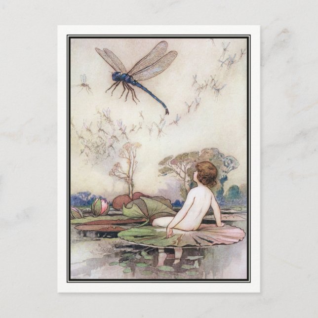 Cartão Postal Tom encontra a Dragonfly de Warwick Goble (Frente)