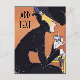 Cartão Postal Tomando Café, adicione texto de edição, 