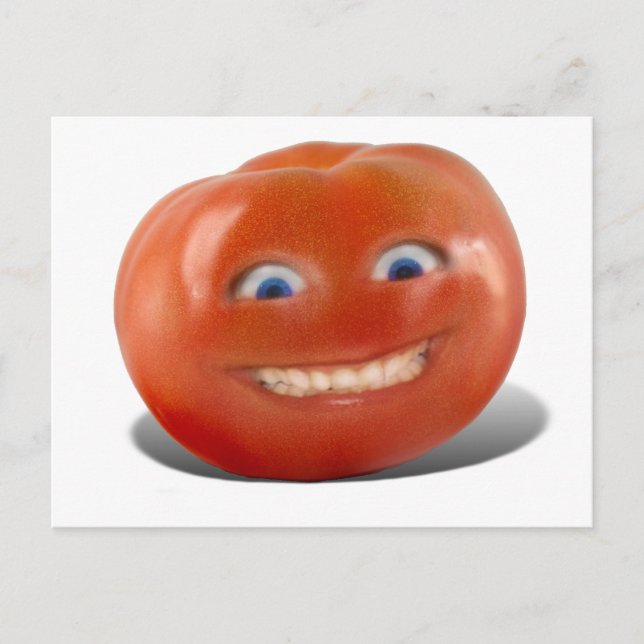 Cartão Postal Tomate Sorridente de Rosto Feliz (Frente)
