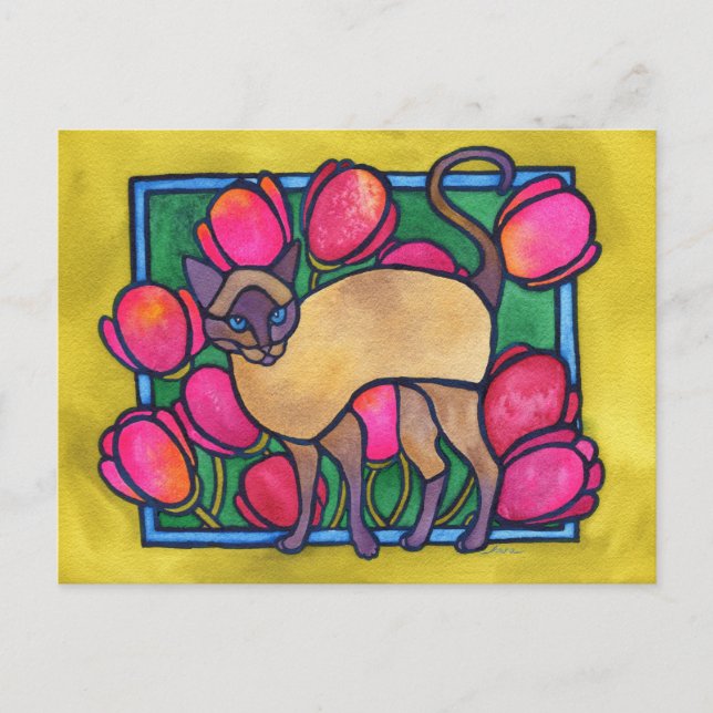 Cartão Postal Tonquinês e Tulipas (Frente)