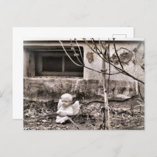 Cartão Postal Tons Squeezebox Angel em Jardim Inverno Sépia