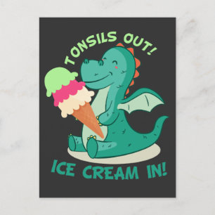 Cartão Postal Tonsillectomia Cirurgia Tonsils lança Sorvete em