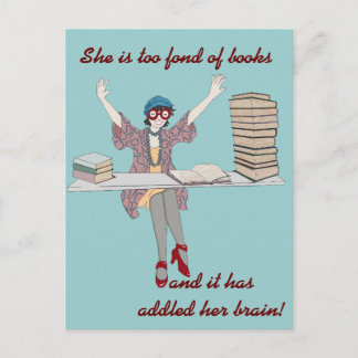 Cartão Postal Too Fond Of Books