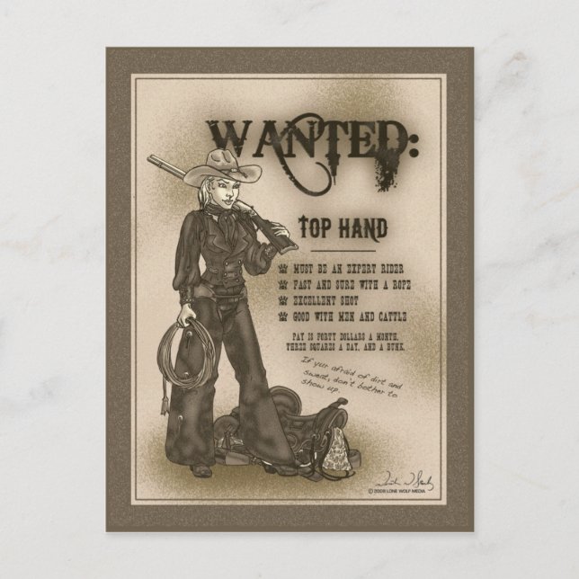 Cartão Postal Top Hand Cowgirl Postcard (Frente)