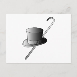 Cartão Postal Top Hat e Cane