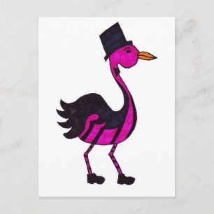 Cartão Postal Top Hat e Tails Flamingo