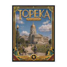 Topeka Kansas Arte Deco Vintage Idade Dourada