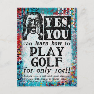 Cartão Postal Toque Golf - Anúncio engraçado da vinheta
