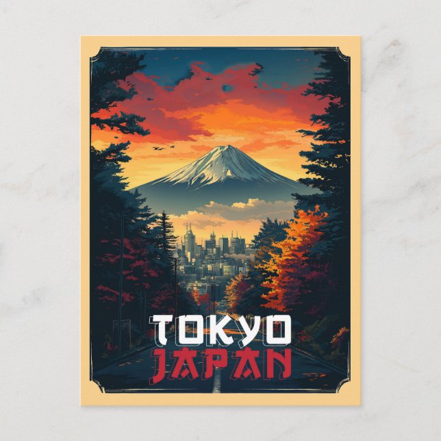 Cartão Postal Tóquio, Japão: Monte Fuji e paisagem urbana (Frente)