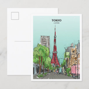 Cartão Postal Tóquio Japão - Viagens vintage de Arte Escrita