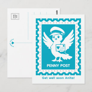 Cartão Postal Torne-se Bem Personalizado Penny Post Mascote