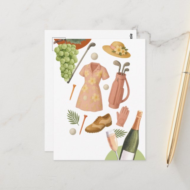 Cartão Postal Torneio de Golf Havaiano temido Lady Woman Golfer (Frente/Verso In Situ)