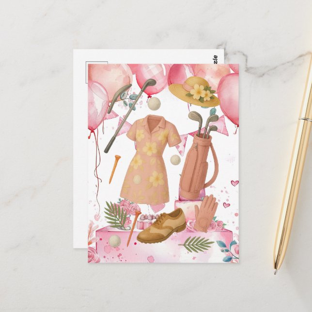 Cartão Postal Torneio de Golf Havaiano temido Lady Woman Golfer (Frente/Verso In Situ)