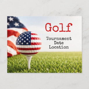 Cartão Postal Torneio de golfe com bola de golfe com a bandeira 