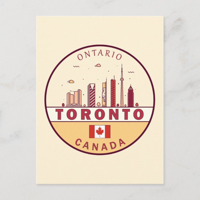 Cartão Postal Toronto Canada City Skyline Emblem (Frente)