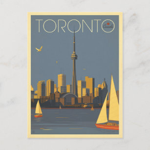 Cartão Postal Toronto, Canadá   Linha do céu com embarcações de 