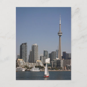 Cartão Postal Toronto Harbor Skyline com Red Boat