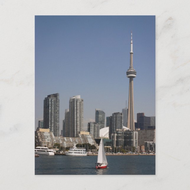 Cartão Postal Toronto Harbor Skyline com Red Boat (Frente)