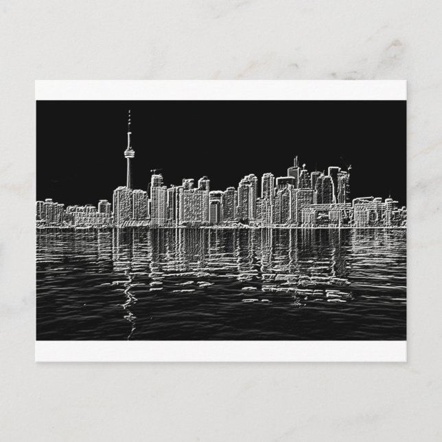 Cartão Postal Toronto Skyline em Preto e Branco (Frente)
