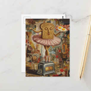 Cartão Postal torrada e ballet para o café da manhã surreal