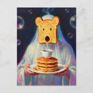 Cartão Postal Torradas de Café da Manhã Surrealista Panquecas e