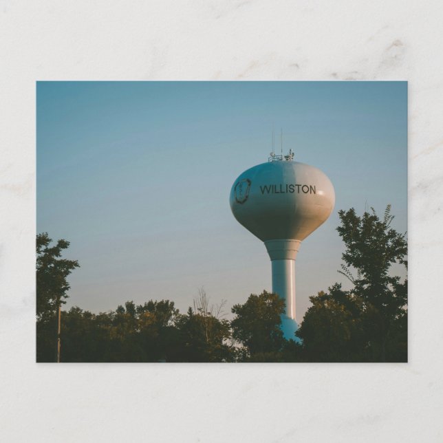 Cartão Postal Torre Água Em Williston, Dacota Do Norte (Frente)