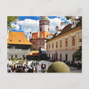 Cartão Postal Torre Bastante Pintada Na Cidade De Cesky Krumlov
