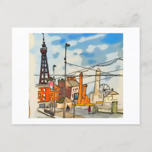 Cartão Postal Torre Blackpool Seaside