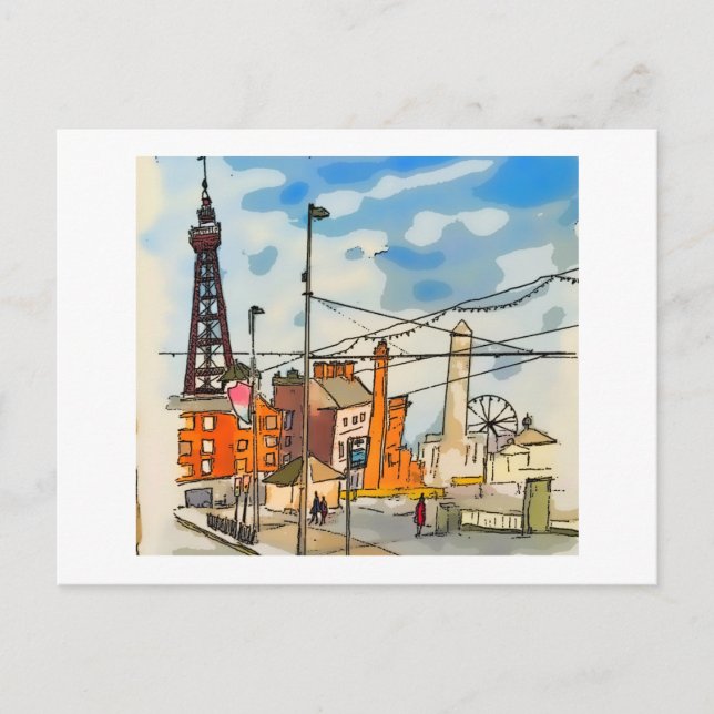 Cartão Postal Torre Blackpool Seaside (Frente)