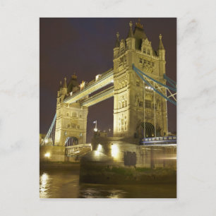 Cartão Postal Torre Bridge e Rio Tâmisa ao crepúsculo, Londres,