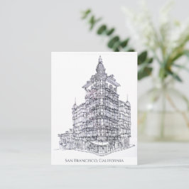Cartão Postal Torre Colombo de Desenho de Tinta, São Francisco, 