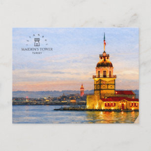 Cartão Postal TORRE DA DONZELA ISTAMBUL, TURQUIA   Aquarela