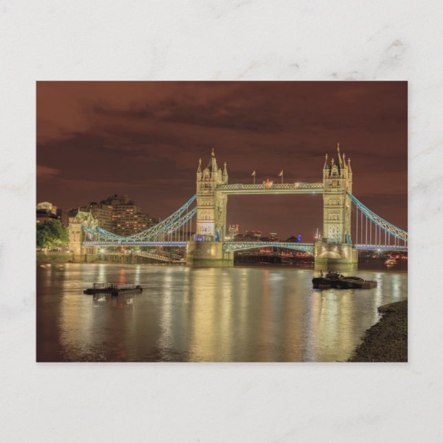 Cartão Postal Torre da Ponte à noite, Londres (Frente)