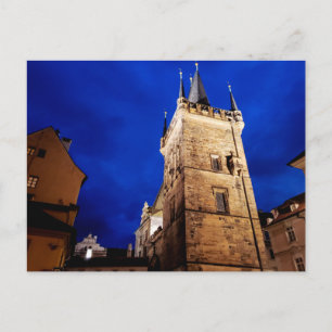 Cartão Postal Torre da Ponte da Cidade Menor, Praga, República T