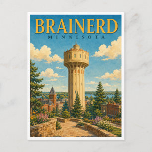 Cartão Postal Torre de Água de Brainerd Minnesota GeoSaga